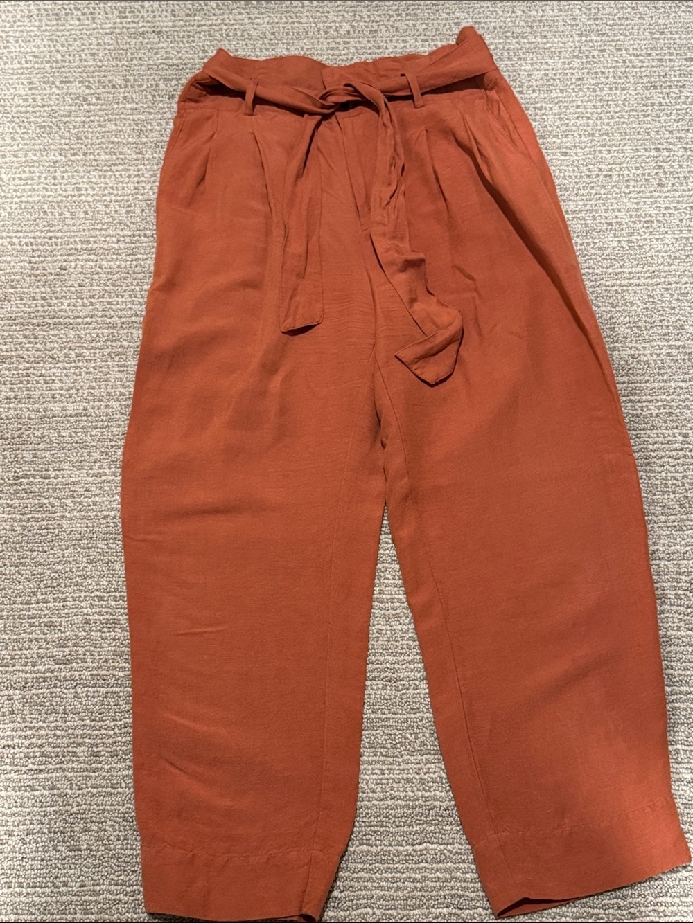 Madewell Rust Paperbag Waist Cropped Pants